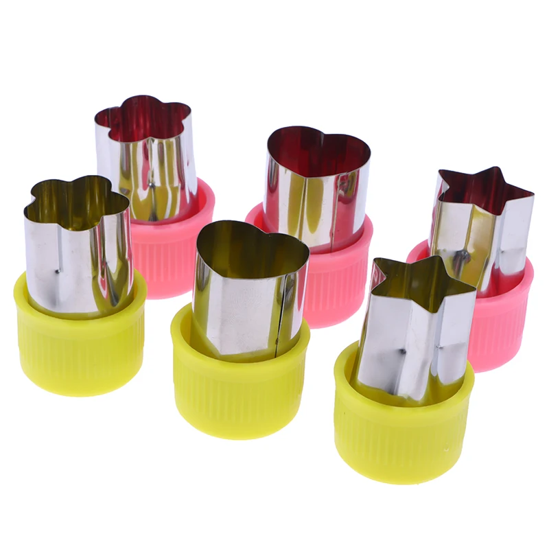 3Pcs Set Star Heart Flower Shape Vegetables Cutter Plastic Handle Portable Stainless Steel Fruit Cutting Kitchen Gadgets