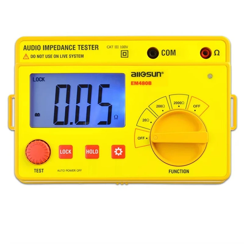 All Sun EM480B Audio Impedance Tester 1Khz Timer Function Data Hold Test Ranges 20/200/2000