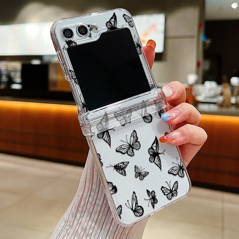 Butterfly Pattern Clear Folding Phone Case - Transparent Hard Cover