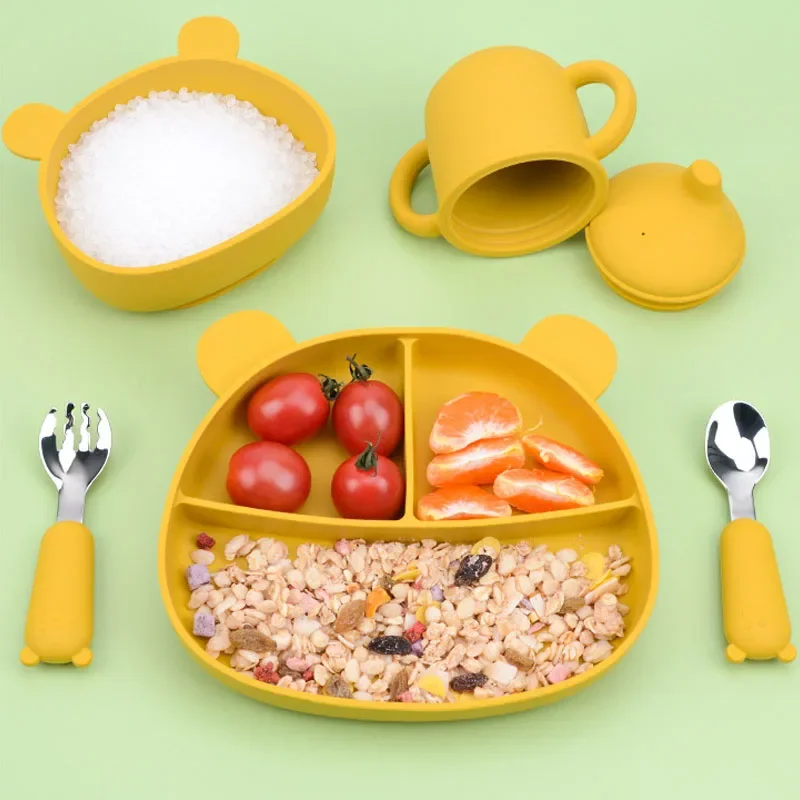 Tableware Cartoon Bear Kids Spoon Fork Set Dessert Spoon for Children Fork Baby Gadgets Feed Kid Children's Cutlery for Kids