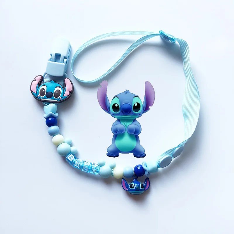 Disney Pacifier Clips Stitch Mickey Anime Figures Baby Teether Chain Silicone Anti-drop Anti-lost Personalized Holder Molar Toy images - 6