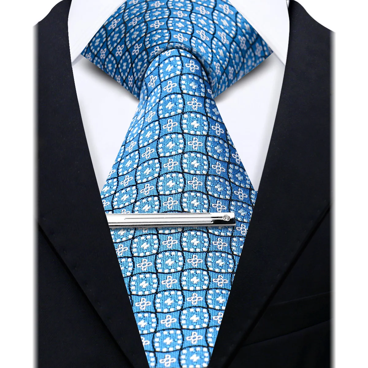 Neck Tie And Tie Clip Two Pieces Set For Men Luxury Wedding Business