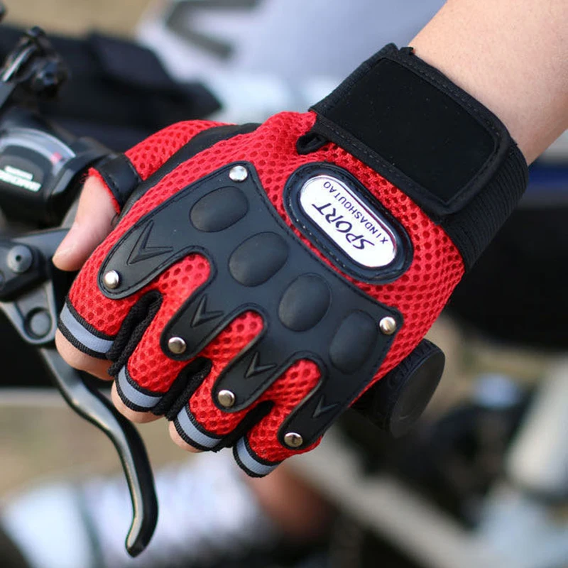 

JWOPR Men's Motorcycle Gloves Non-slip Breathable Outdoor Sports Riding Fingerless Gloves Motorcycle Protective Accessories