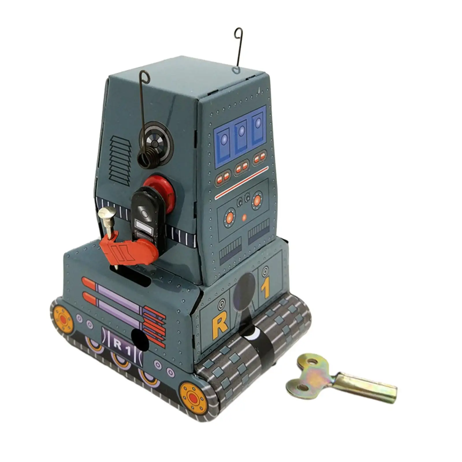 Windup Robot Toy Antique Home Office Novelty Tabletop Decor Tinplate Clockwork Collections Surprise Birthday Memories Party