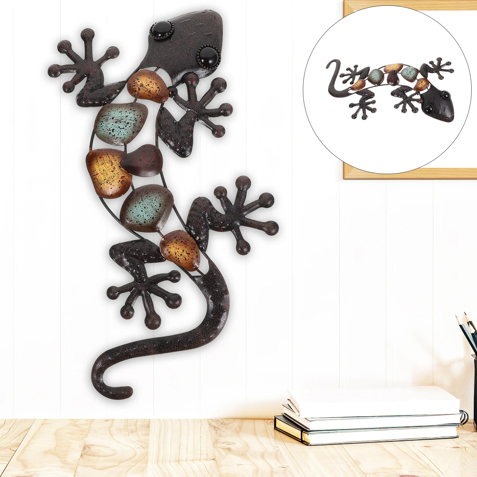 

Gecko Lizard Decoration Wall Sculptures Iron Pendants Animal Ornaments Walls Home