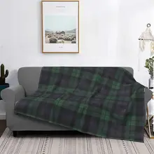 

3D Printed Black Watch Modern Tartan Blanket Striped Plaid Pattern Plush Warm Soft Flannel Blanket Sofa Bed Cover Quilt