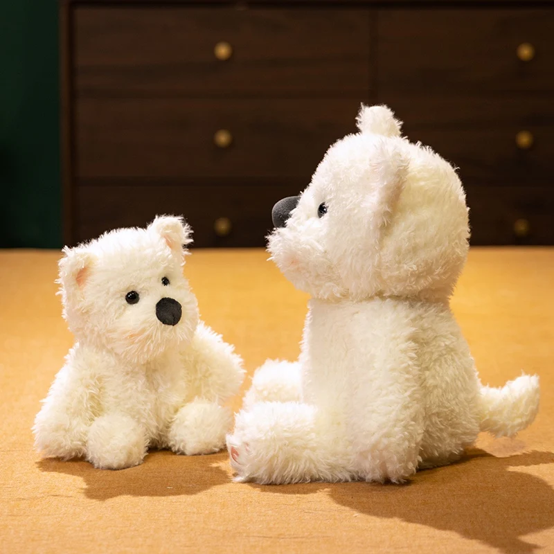 Cute Plush West Highland Dog Plush Toy White Terrier Dolls Stuffed Soft Dog Pillow Kawaii Toy for Birthday Gift