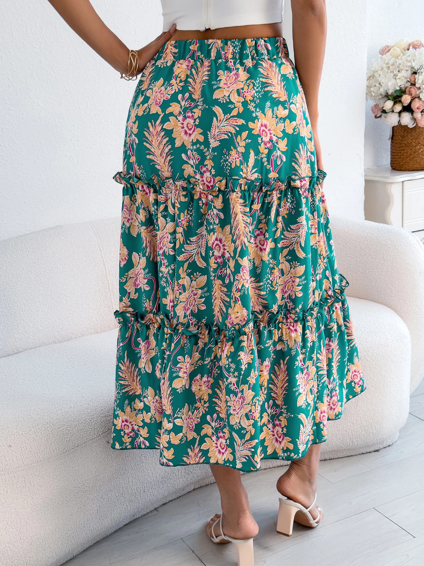Elegant Floral Print Skirt for Women