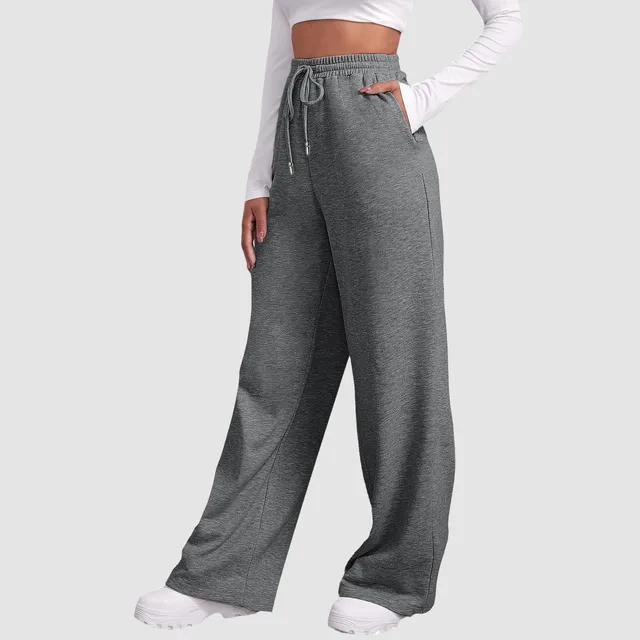 Women’s Drawstring Sweatpants Wide Straight Leg Pants Solid Color Sweatpants Casual Pants For Women 2024 Spring Emale Clothes 5