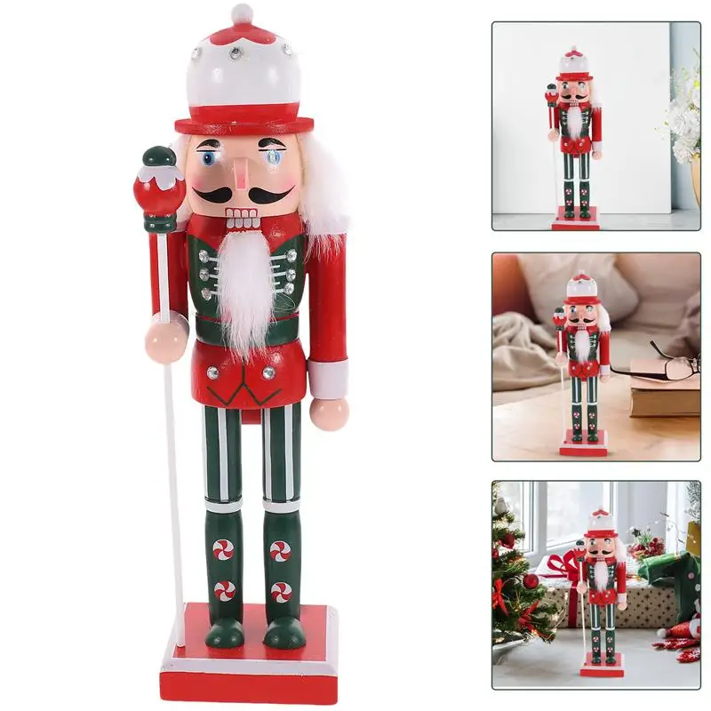 Nutcracker Christmas Soldier Ornament Centerpieces Bookshelf Tabletop Soldiers Xmas Figure Table Walnut Holiday Statue Wooden