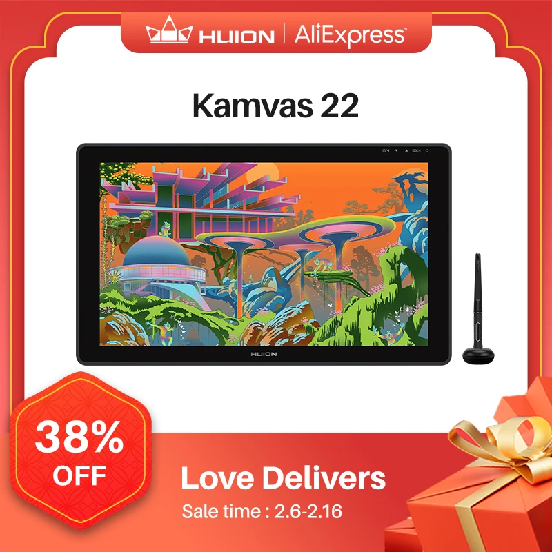Huion Kamvas 22 Penna Grafica Tablet Monitor Pen Display Schermo Antiriflesso Da 21.5 Pollici 120% S Rgb Windows Mac E Dispositivo Android