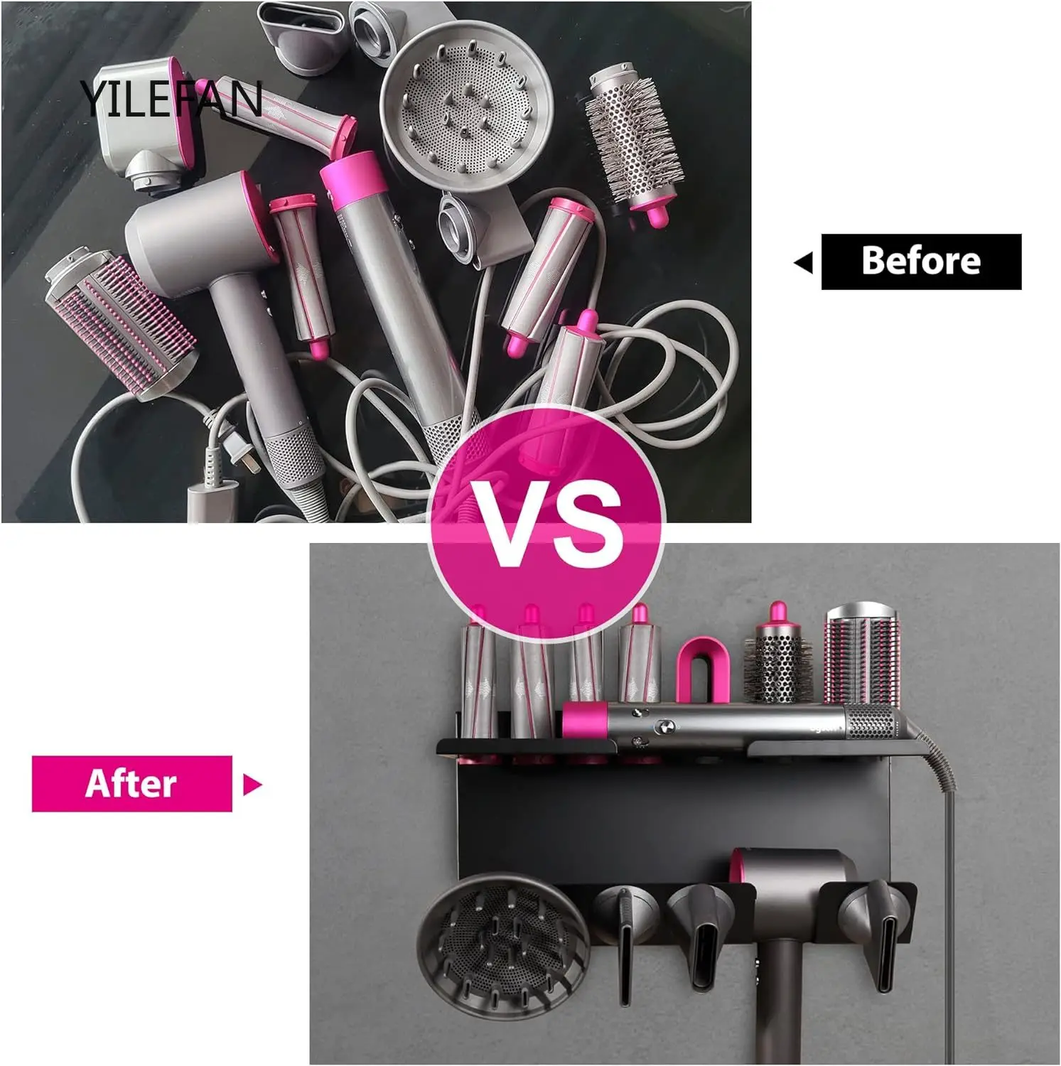 Hair Dryer Holder for Dyson Airwrap Magnetic Bracket Stand Storage Curling Iron Accessories Wall Mount Organizer with Screw