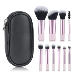 Complete Makeup Brush Set with Stylish Bag - Versatile Beauty Tools (Pink Black)