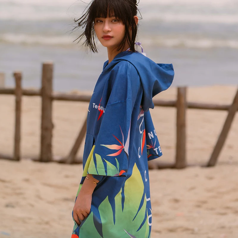 Nu-June-Microfiber Changing Bathrobe Cloak Beach Poncho Towel Absorbent Quick-Drying Hooded Surf Bath Towels Outdoor