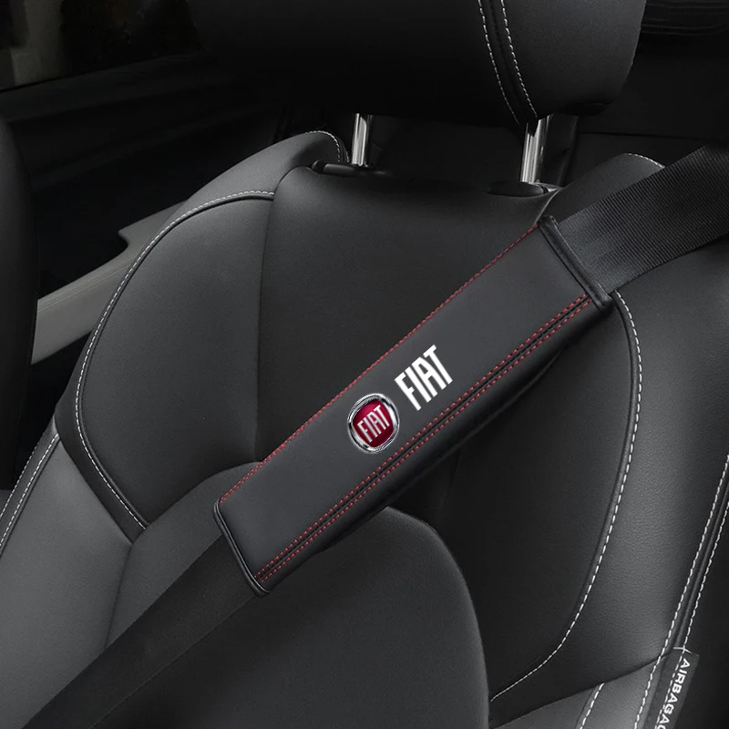 Leather Car Safety Belt Shoulder Strap Adjustable Protect Pad car accessories seat belt protection car seat belt accessory safety belt shoulder guard For Fiat Ducato 500 500L Panda Grande Punto Lancia Musa Accessory