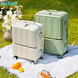 MIFUNY Aluminum Frame Rolling Luggage 20 inch Suitcase Trolley Box Small Lightweight Carrying Case Multi-functional Password Box