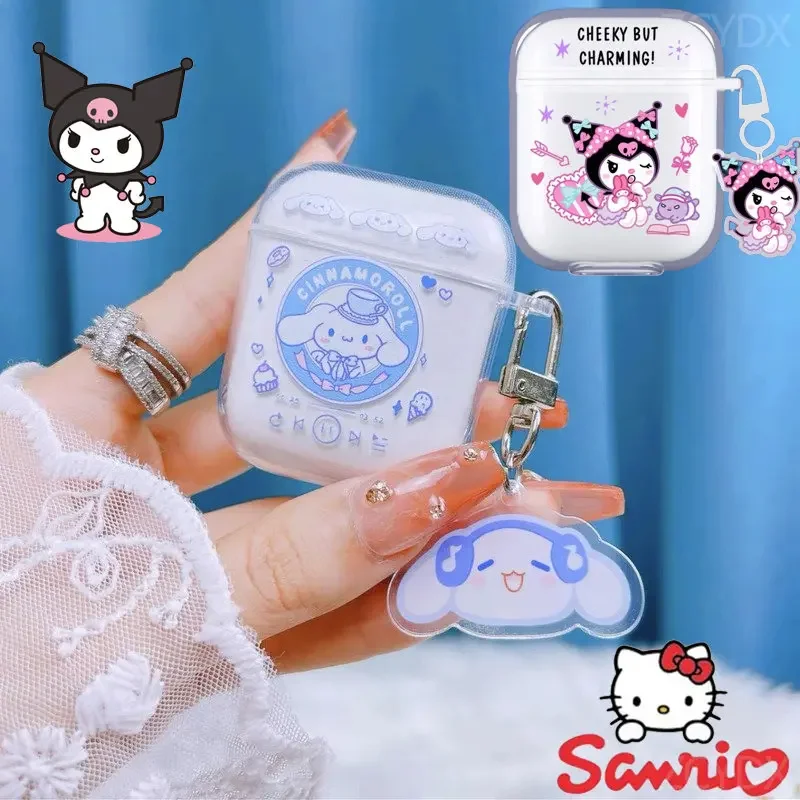산리오 쿠로미 투명 실리콘 보호 케이스, 에어팟 3, 2, 1 프로용, 카와이 애니메이션 멜로디, 애플용 블루투스 헤드셋 쉘
