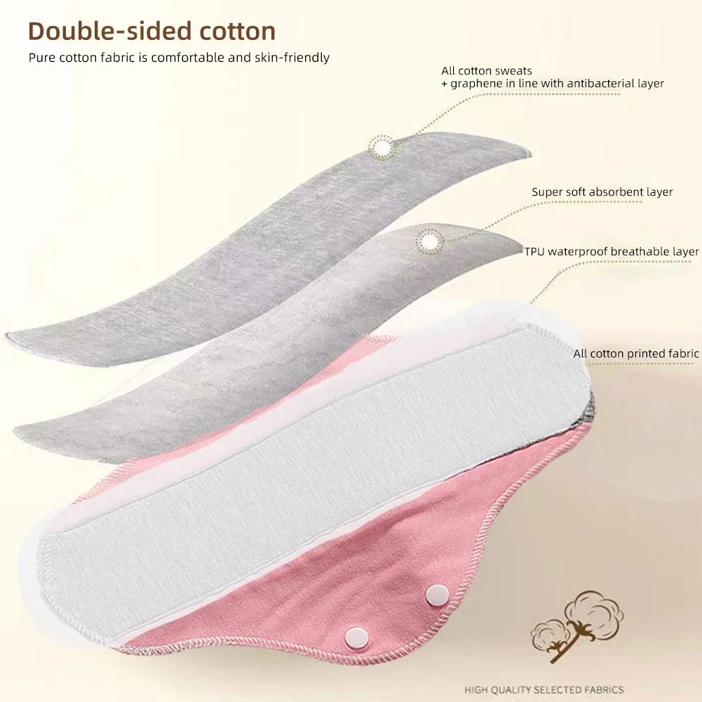 Reusable Adult Diaper Menstrual Cloth Sanitary Non-slip Soft Pads Napkin Washable Panty Liners Feminine Hygiene Pad period - 5