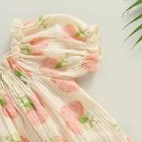 2023-05-18 Lioraitiin 0-24M Infant Baby Girls Bodysuit Flower Print Short Puff Sleeve Newborn Jumpsuits 2 Styles Summer Clothes 6