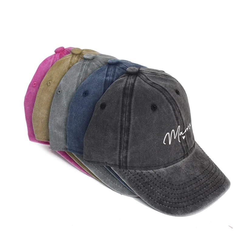 Spring Summer MAMA Embroidery Washed Cotton Baseball Caps Fashion Women Men Sport Visors Snapback Cap Breathable Outdoor Sun Hat 3