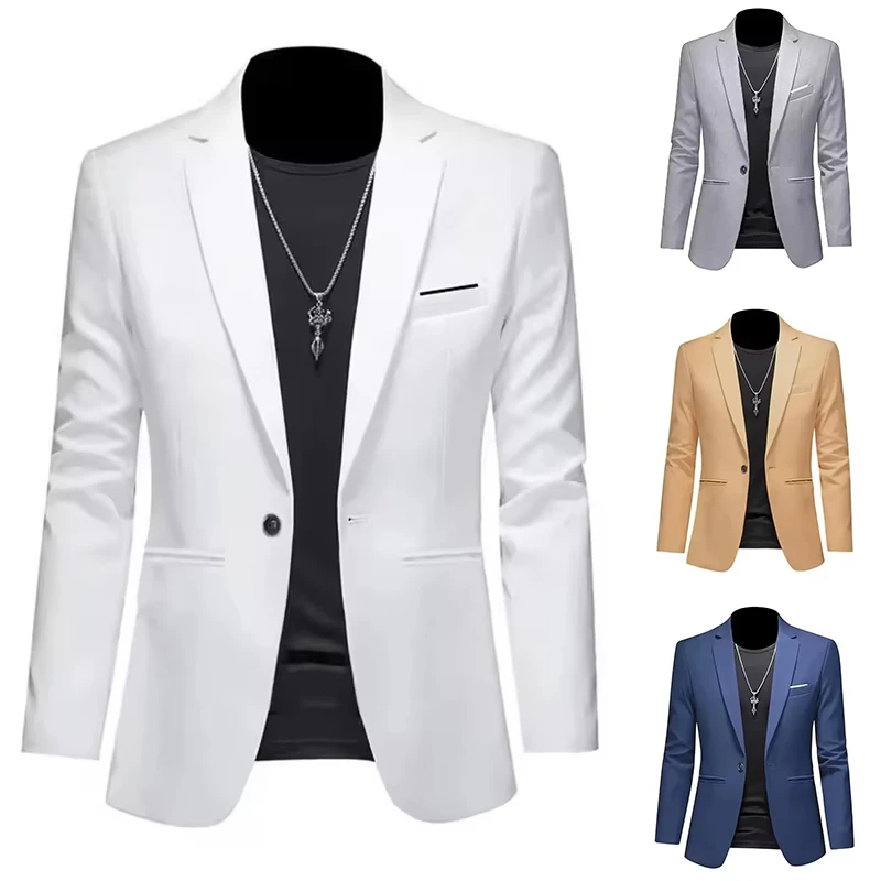 Close-up detail of the tailored suit jacket material and high-quality tatting weave.