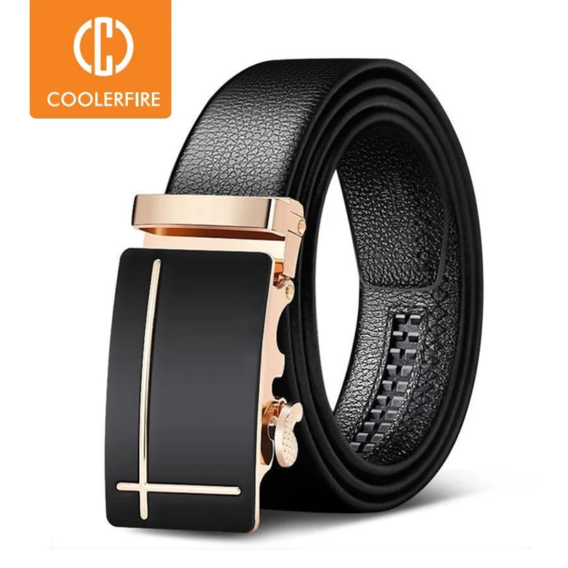 Genuine Leather Men Belt Automatic Buckle For Jeans