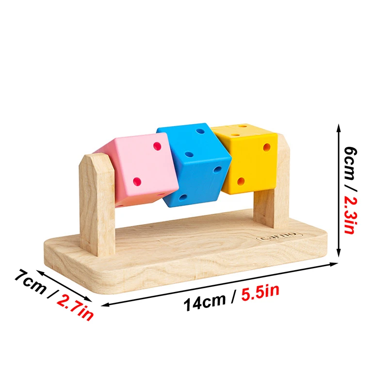 Funny Wooden Rubik's Cube-shaped Interactive Chewing Toy Small Pet Birds Parrots Hamsters Boredom Relief Toys 1pc