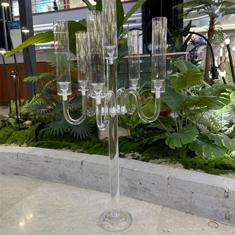 Barydat 4 Pcs Acrylic Candelabra Centerpieces Clear Candle Holder Crystal 5 Arm Candlesticks Holder with Acrylic Shade Pillar Taper Candlestick for Wedding Dinner Party Fit 0.87\ LED Candle (Clear Barydat 4 Pcs Acrylic Candelabra Centerpieces Clear Candle Holder Crystal 5 Arm Candlesticks Holder with Acrylic Shade Pillar Taper Candlestick for Wedding Dinner Party Fit 0.87\ LED Candle (Clear