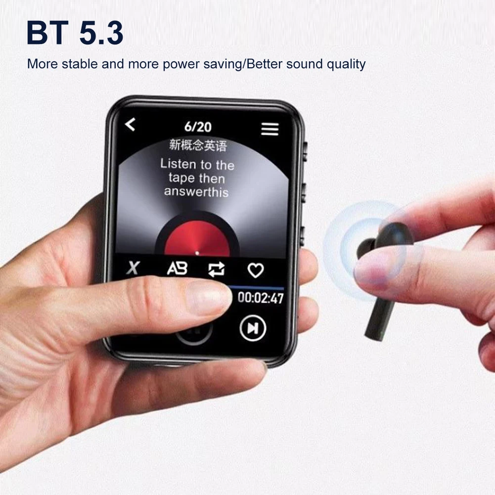2.4 Inch Full Screen Touch Mp3 Player BT5.0 Lossless Music Stereo Speaker HD HiFi Mini MP4 Walkman with E-book FM Radio Video