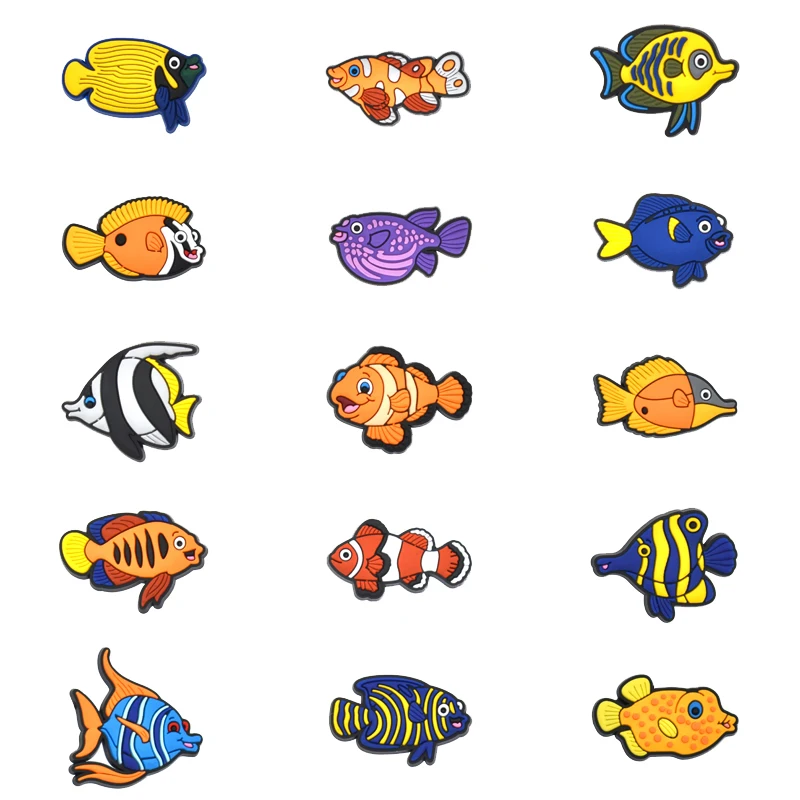 

1Pcs PVC Fish for Croc Charm DIY Badge Unisex Sandals Buckle Kids Pins Decoration Jeans Shoe Ornaments Party Favors Wholesale