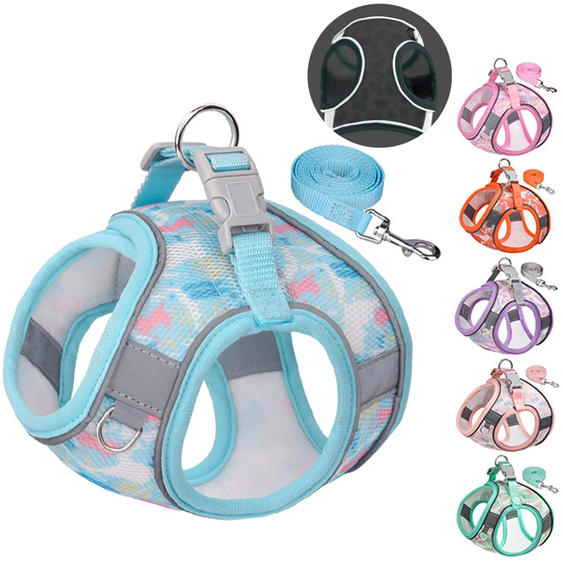 

Breathable Dog Harness Leash for Small Medium Dogs Cats Reflective Vest Poodle French Bulldog Chest Strap Shih Tzu Walking Lead