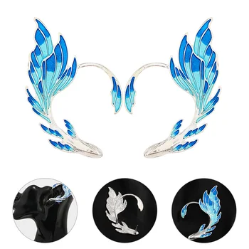 2 pezzi orecchini a clip per orecchie blu orecchini da donna orecchie da fata con piercing polsini da elfo accessori non per adulti
