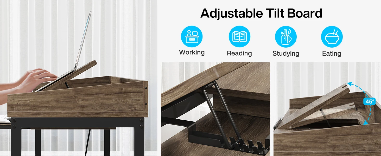 Over Bed Desk with Adjustable Tilt Stand