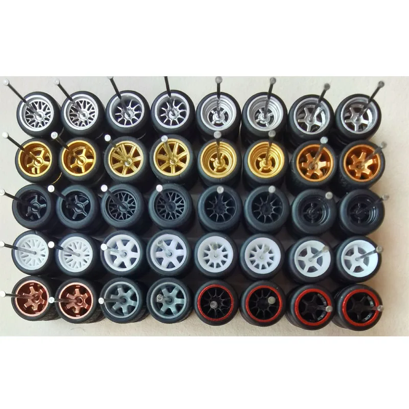 Roues Et Pneus En Caoutchouc Avec Jantes 11mm Pour Voitures 1:64 (Hot Wheels, Matchbox, Domeka) - Set De Customisation