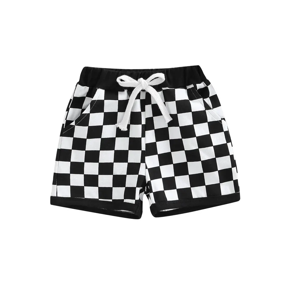 Toddler Boys Checkerboard Elastic Plaid Shorts