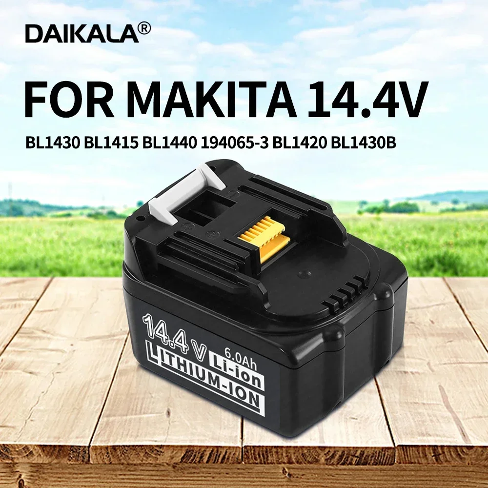 

14.4V 6000mah Drill Bit Battery for Makita Bl1430 Rechargeable Lithium Ion Replacement Lxt200 Bl1415 194558-0 194559-8 194066-1