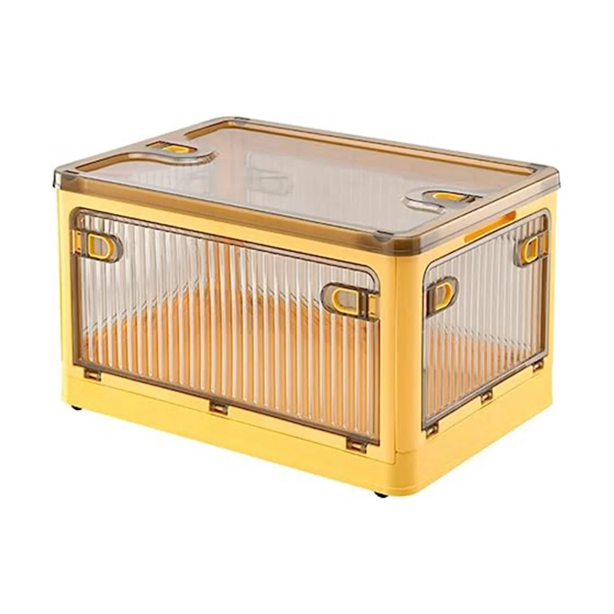 

Folding Storage Box with Lid and Latch,Clear Stackable Storage Bins with Wheels, Storage Boxes for Organizing Clothes