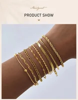 Non Tarnish Stainless Steel Bracelet Gold Plated Stackable for Women, Thin Herringbone Chain Bracelet Waterproof Jewelry Gift