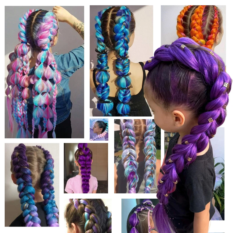 Synthetic Jumbo Braids with Tinsel Hair for Braiding Colored Shiny Hair Extensions Hairpiece for Kids&Women Christmas Party Use