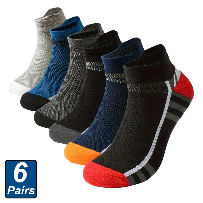 Haute qualité 6 paires hommes chaussettes de sport décontracté respirant confortable course homme chaussettes nouveau grande taille EU39-46