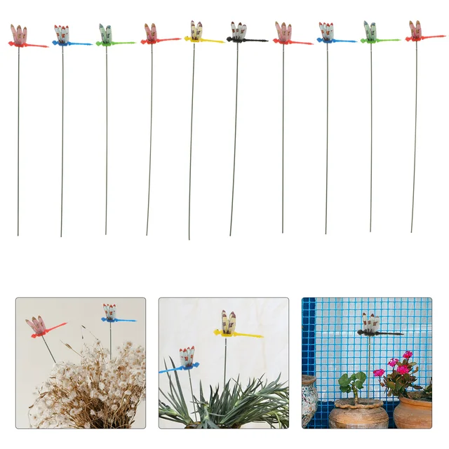 50 Pcs Stem Dragonfly Flower Arrangement Outdoor Metal Decor Decoration Decorate Garden Stakes Pvc Simulation Grassland Insert 1