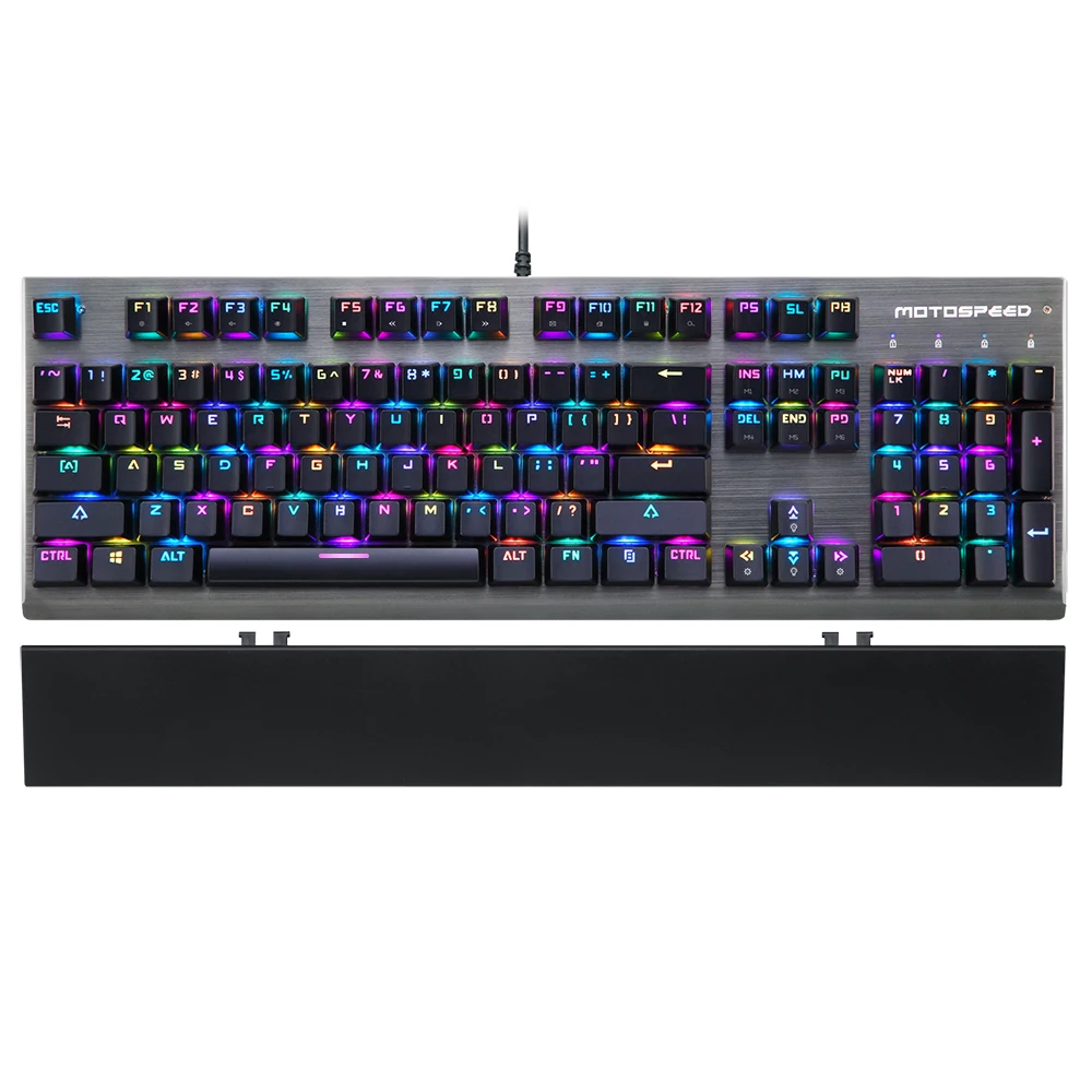 오리지널 Motospeed RGB 블루 스위치, 기계식 영어 키보드, 게이밍 유선 LED 백라이트 백라이트, 게이머 PC 데스크탑용, CK108