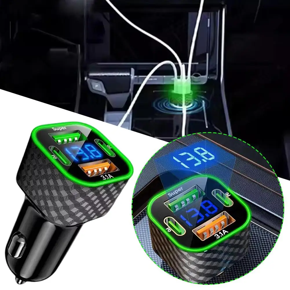 Aluminum Car Charger Dual PD Type C Fast Charge Adapter
