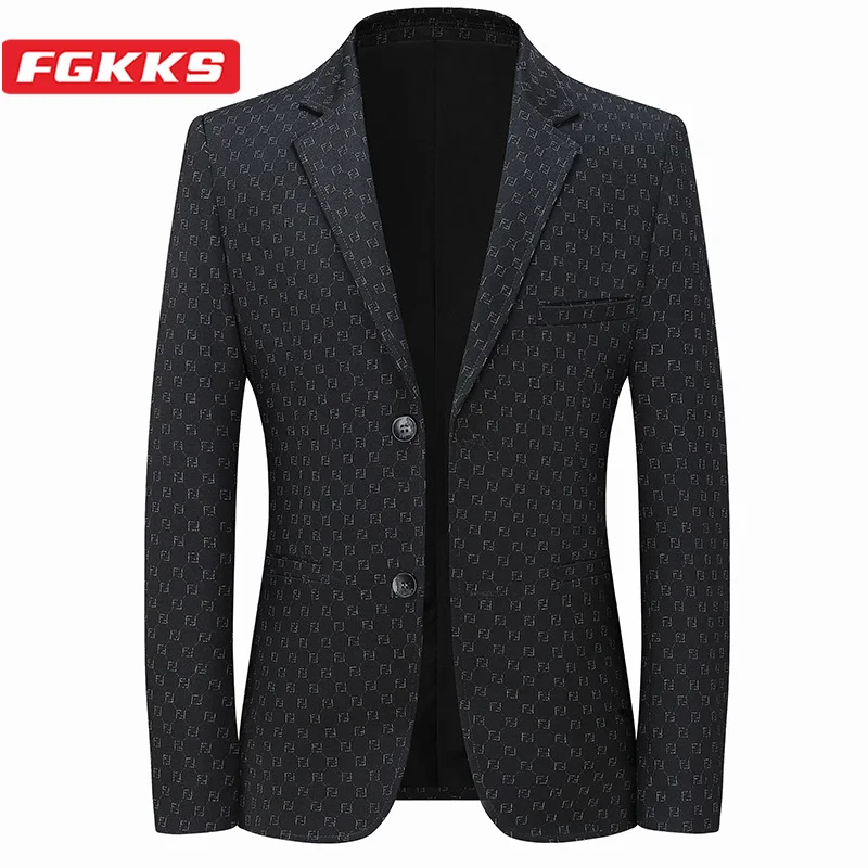 

FGKKS 2023 Casual Brand Korean Blazers Men Version Slim-Fit Trend High-Quality Design Fashion Selling Business Suit Male Coat