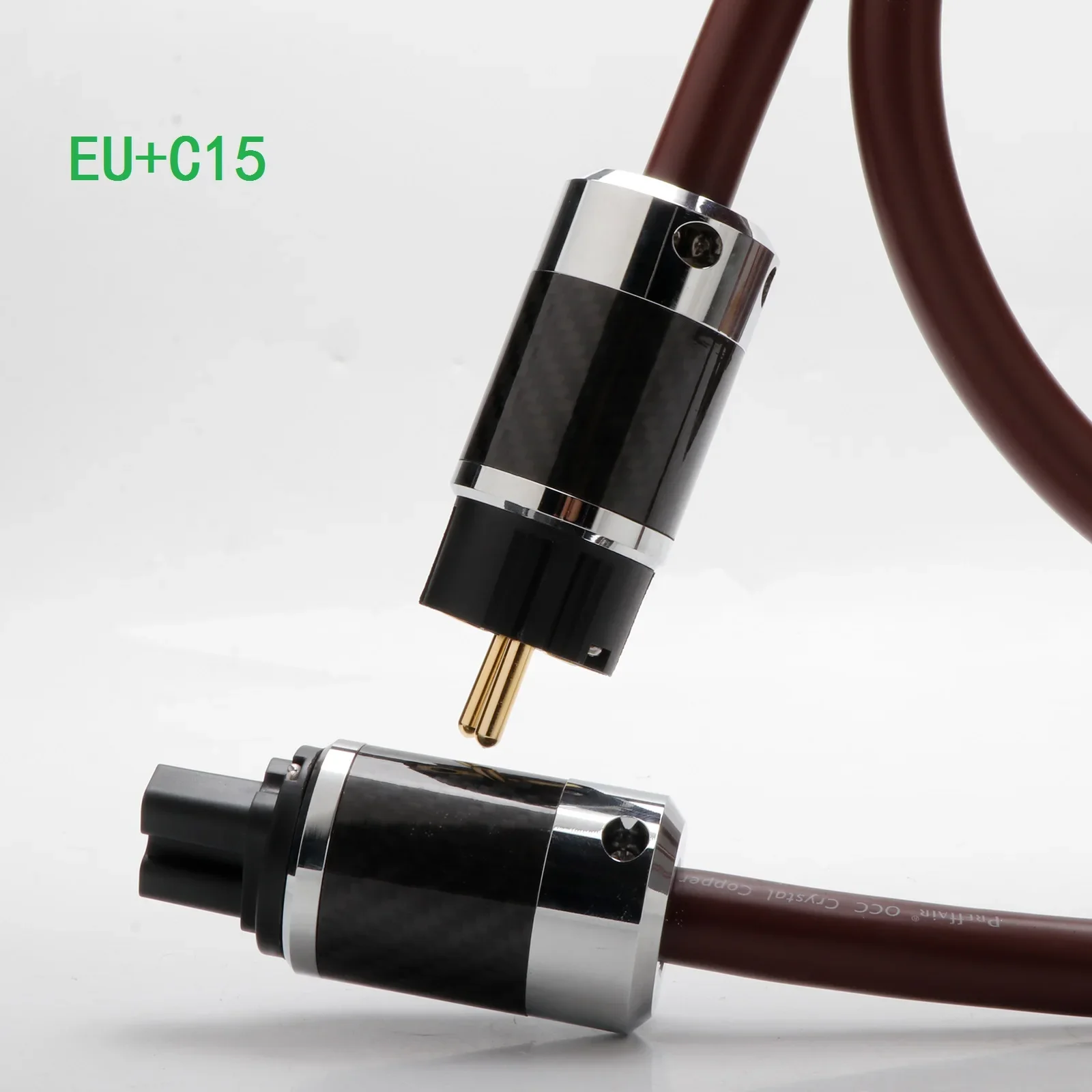

Hifi EU/US Power Cable Black Carbon Fiber BCF4 IEC Male Power Connector C19 20A Plug C7 C8 Amplifier audio aux cable DVD Player