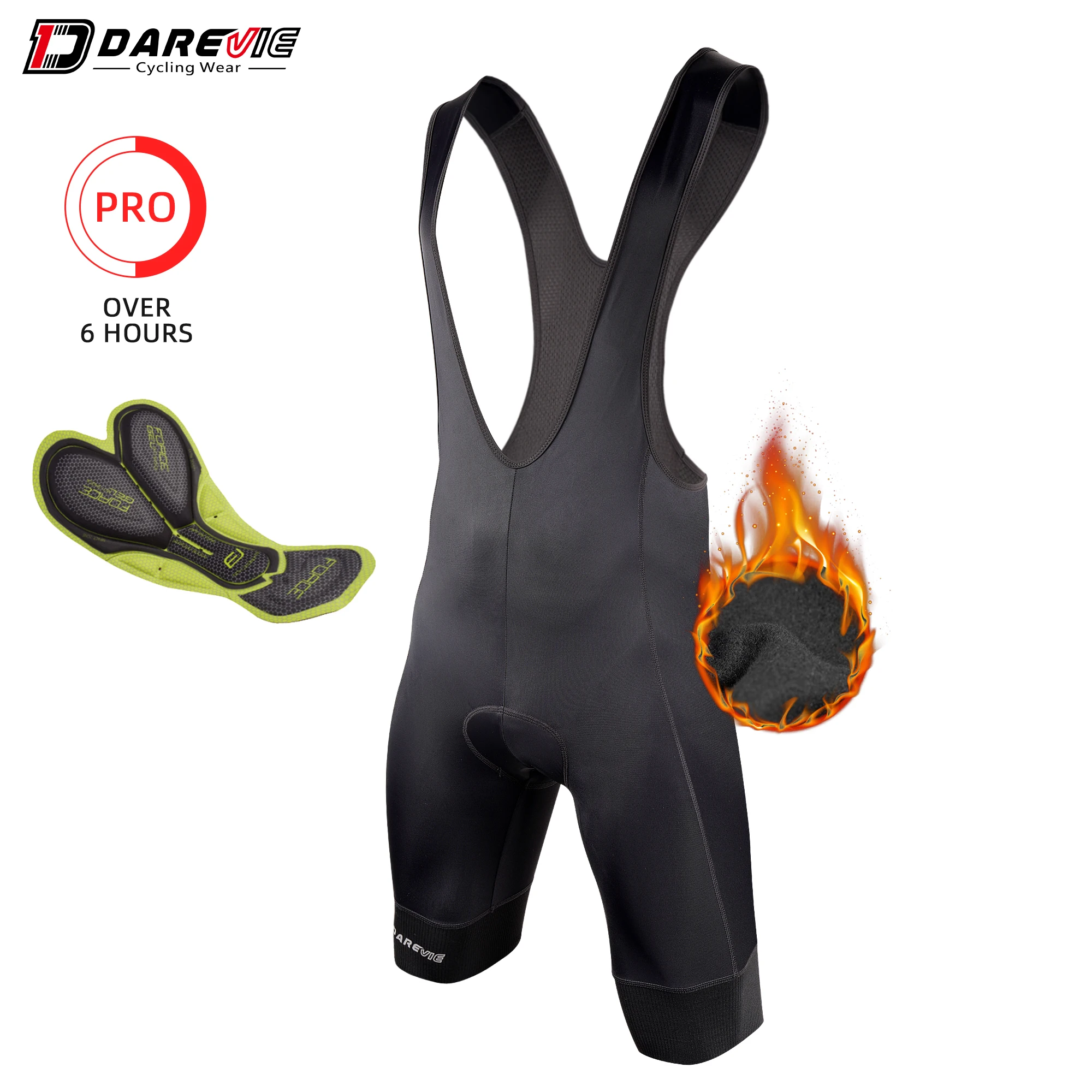 DAREVIE-Shorts de Ciclismo Térmico com Gel Pad para Homens, Garra Perna, Quente, 6 Horas, 7 cm, 5 a 15 ℃, Inverno