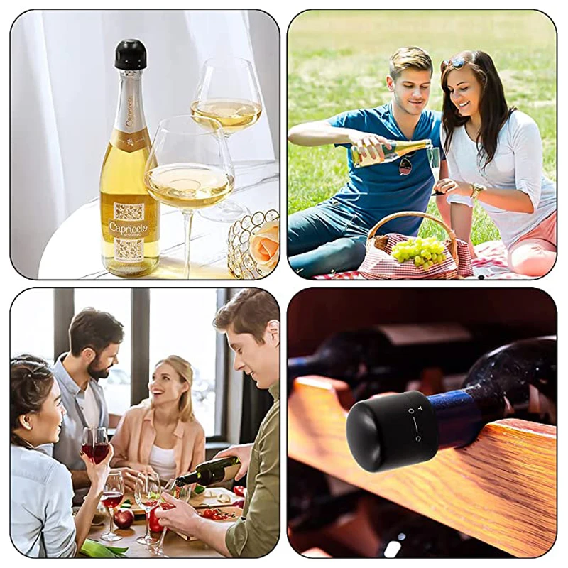 Wine Stopper Wine Stoppers Food Grade Silicone Leak-proof Sealer Retain Freshness Wine Plug Champagne Bottle Stopper Bar Tools Accessories