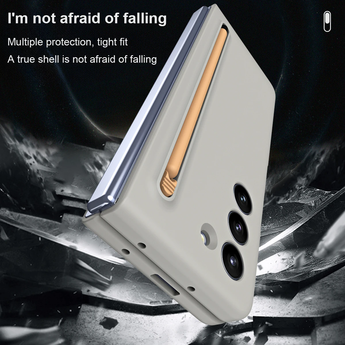 Business Simple All-inclusive Folding Phone Case For Samsung Galaxy Z Fold 5 Pen Slot Design Anti-drop Shell With Capacitor Pen