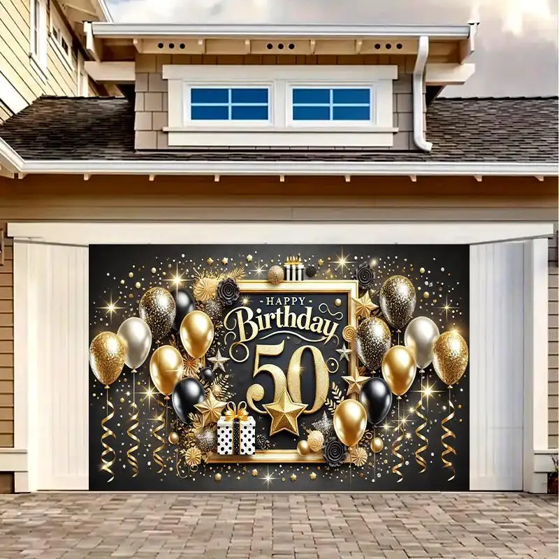 Happy 50th Birthday Celebration Banner – Partydekoration, geeignet für Haus-, Garten-, Studio- und Outdoor-Aktivitäten – Detail 4