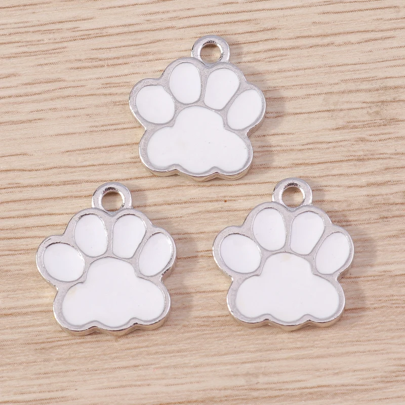 10 Stück 15 x 17 mm Cartoon-Emaille-Hundepfoten-Fußabdruck-Charms für Schmuckherstellung, DIY-Ohrringe, Anhänger, Halsketten, Bastelzubehör – Detail 9